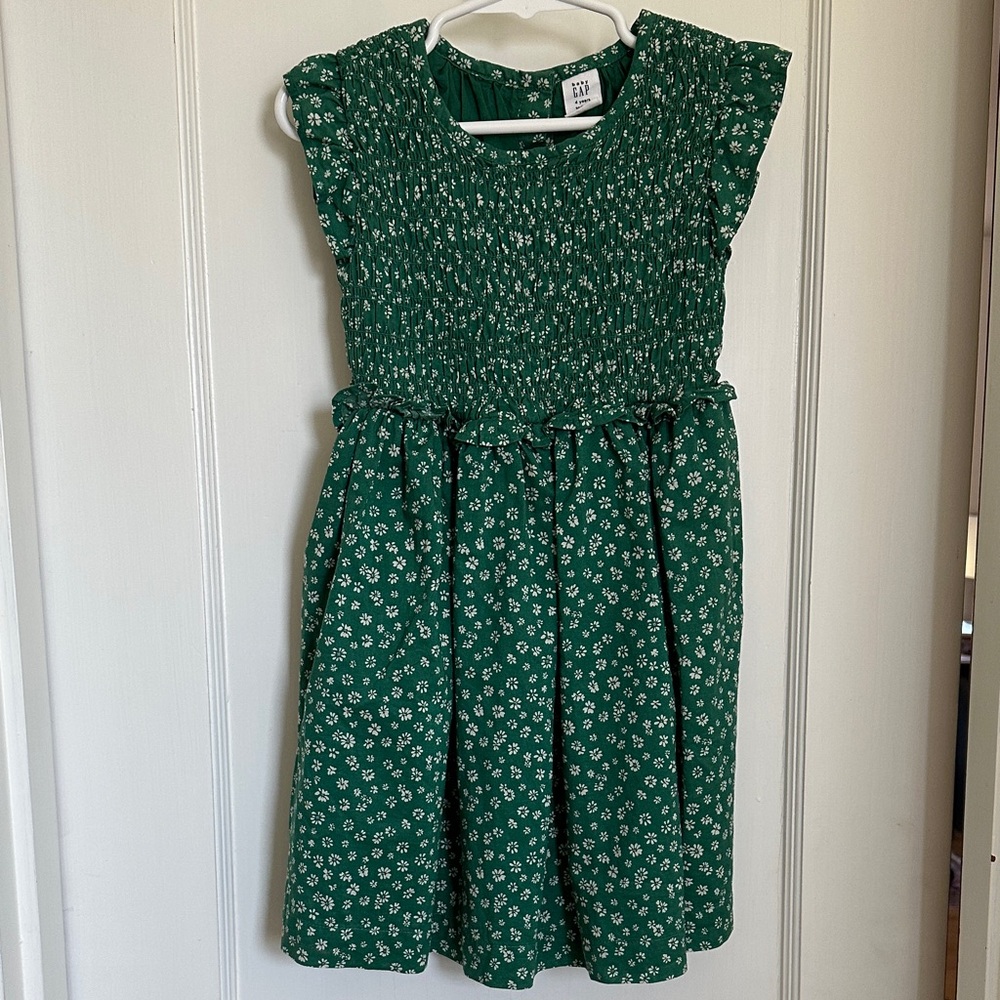 Baby Gap Green Sleeveless Sundress with Flutter Sleeves 4T